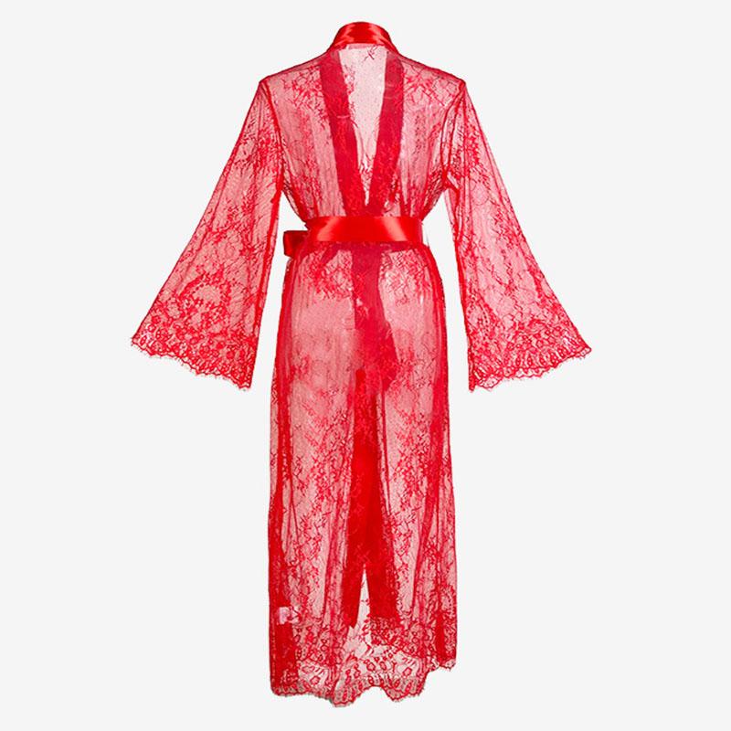 Romance Sheer Long Dress Woman Sexy Lingerie Erotic Floral Sleepwear Fancy Lace Pajamas Porn Outfits See-through Sexy Set