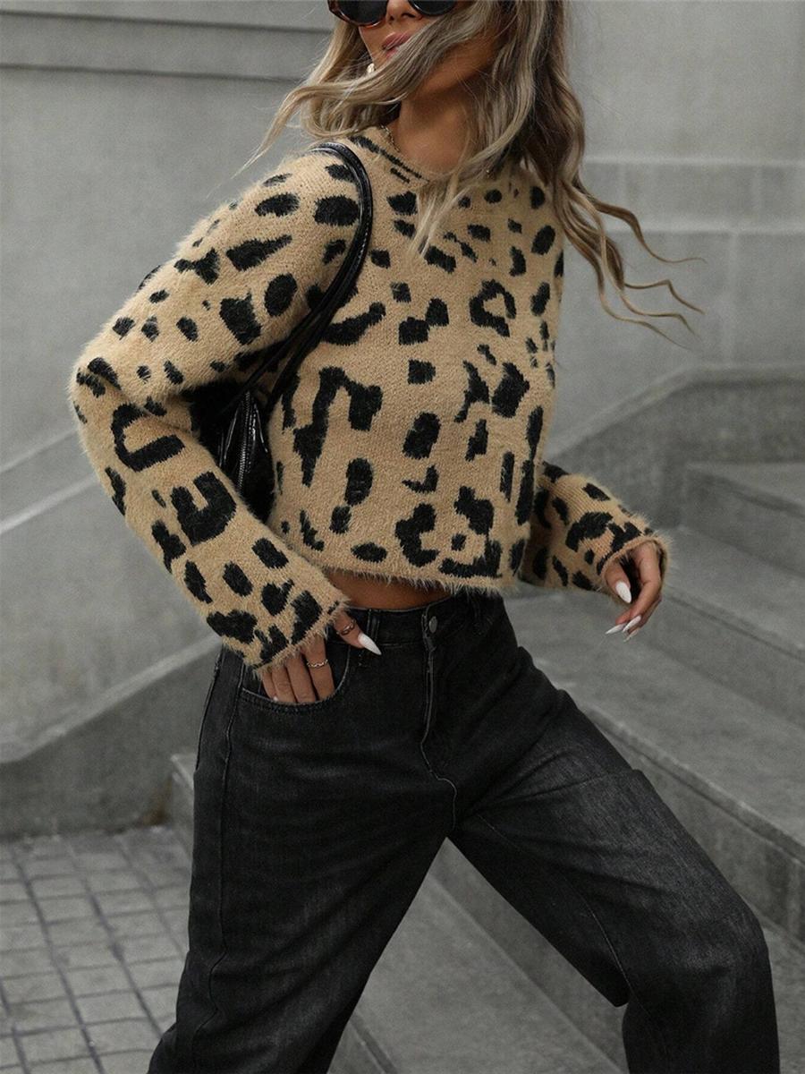 

Women s Autumn Leopard Print Knit Sweater Set leopard print,autumn,winter,casual,basic,oversized,set L