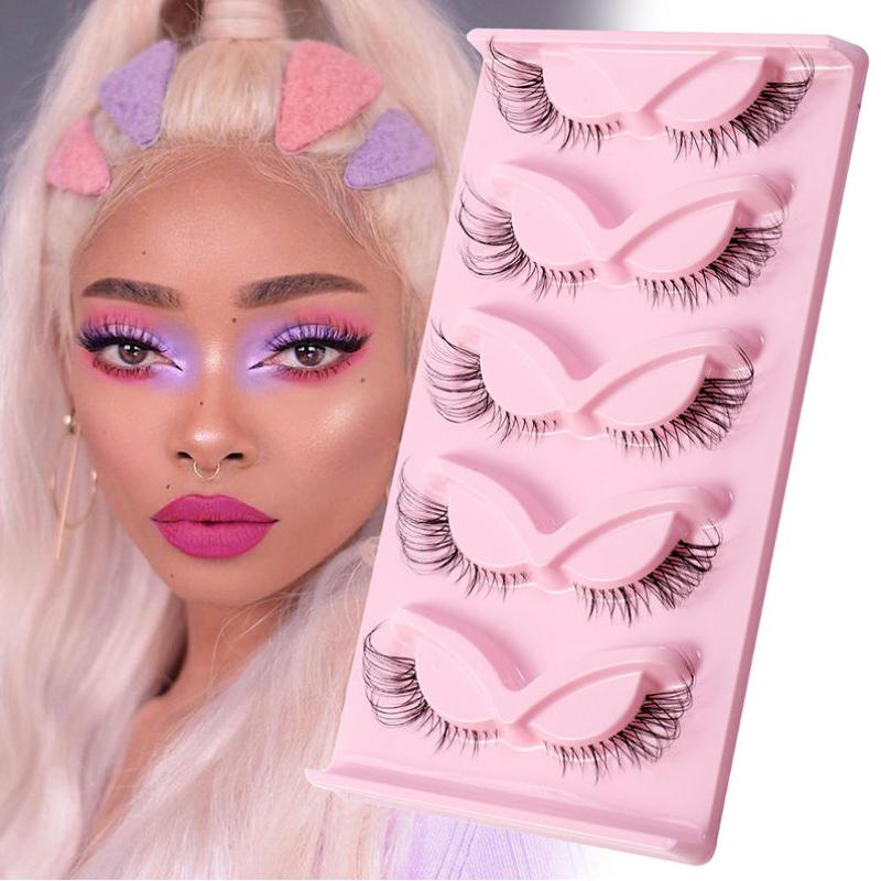 5 Pairs Fox Eye False Eyelashes Eye End Lengthening Long Curling Thick Fluffy All-Match Comfortable Fake False Eyelashes