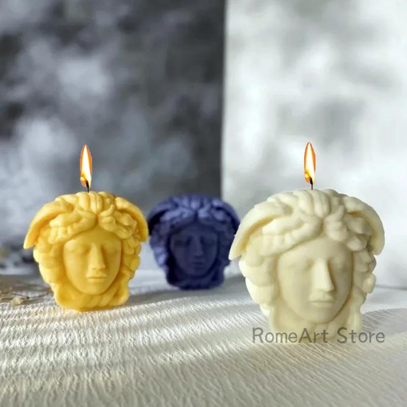 2D Medusa Head Silicone Candle Mold DIY Greek Figure Sculpture Plaster Crystal Resin Casting Molds Hand Soap Making Tools