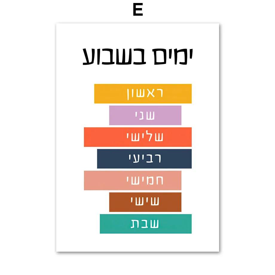 Hebrew Numbers Letter Planet Education Wall Art Canvas Painting Nursery Poster And Prints Wall Picture For Baby Girls Room Decor
