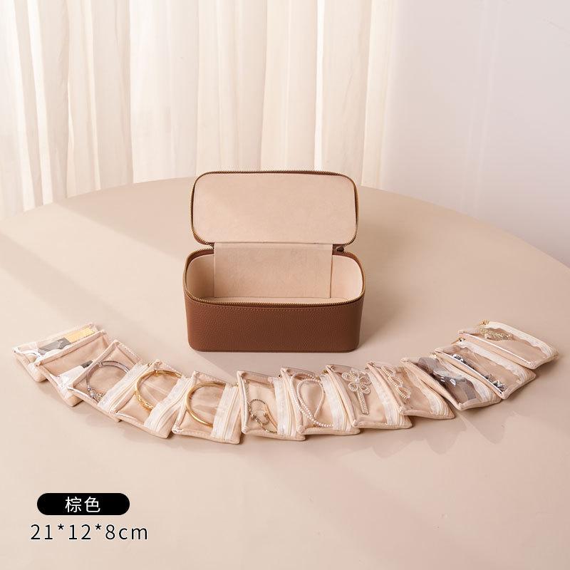 Luxury New Cross border Leather Dustproof Jewelry Storage Box for Women s Jewelry, Rings, Earrings, Earrings, and Earrings коричневый
