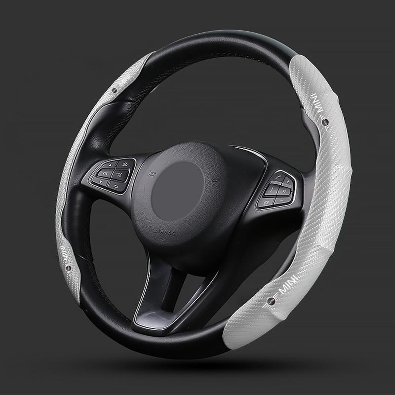 2pcs Carbon Fiber Non-Slip Steering Wheel Cover Car Accessories For BMW Mini Cooper F54 F55 F56 R56 R60 SONE Roadster Clubman Coupe