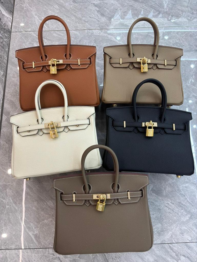 Large-capacity Litchi Pattern Togo Gold and Silver Diamond Genuine Leather Top-grain Cowhide Fashionable and Versatile Single-shoulder Handbag