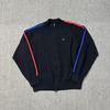 Street Style Embroidered Letter Zip-Up Sweater Loose Fit Teens Casual Wear