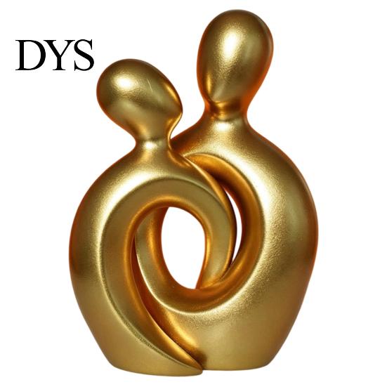 Figurina di Coppia Romantica per Arredamento Casa Statua Astratta, Decorazione in Resina Dorata, Accenti Creativi Moderni da Tavolo Scultura Centrale per Ingresso