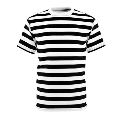 Schwarz-Weiß gestreiftes T-Shirt Unisex Kurzarm Gefängnisstreifen T-Shirt