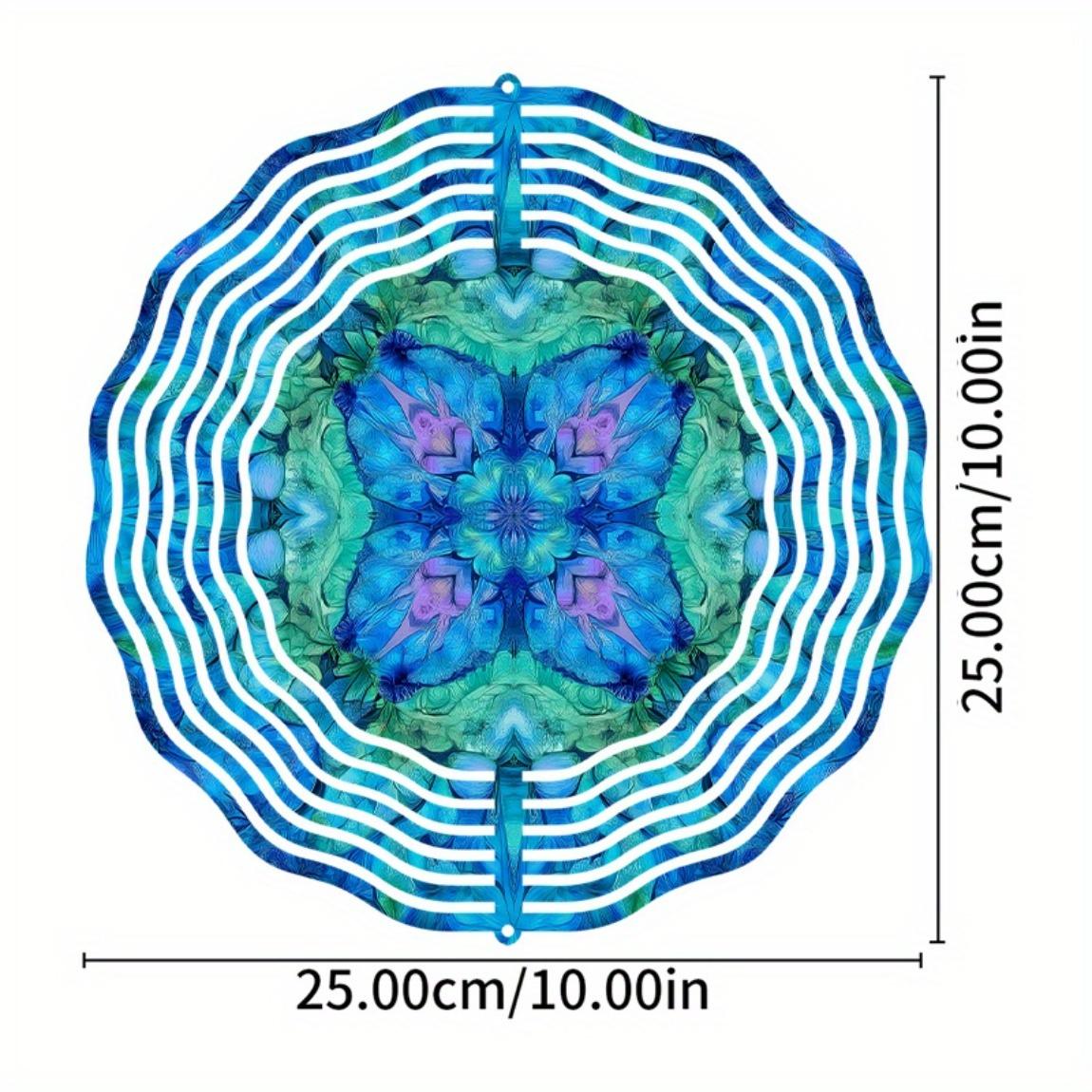 

Hanging Wind Spinner 10 Inch with 360 Hook Vibrant Blue Green Purple Metal Art Chime for Garden Patio Balcony Decor All Season Gift 01A