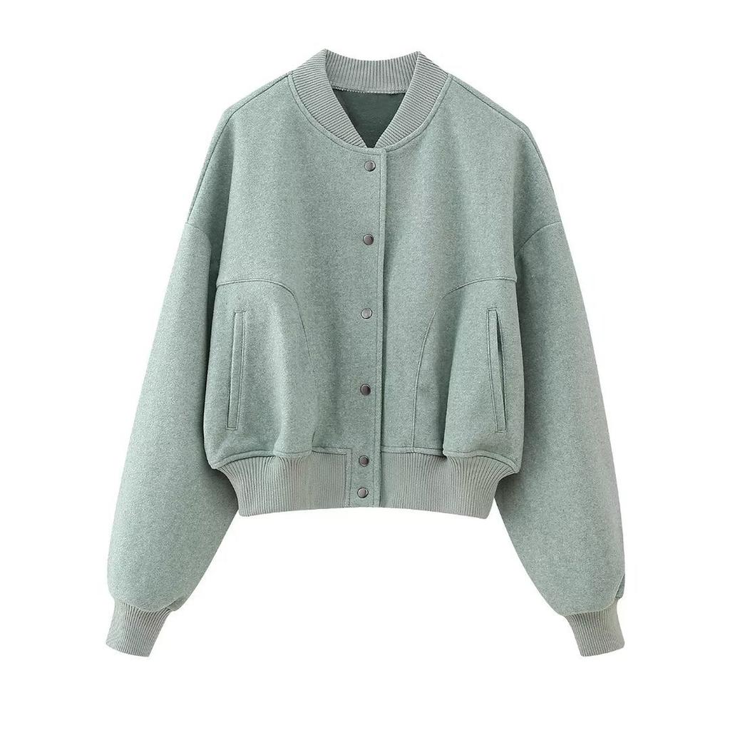 Women's Faux Suede Button Jacket Oversized Gathered Hem Short Length Coat Casual Vintage Outerwear With Pockets