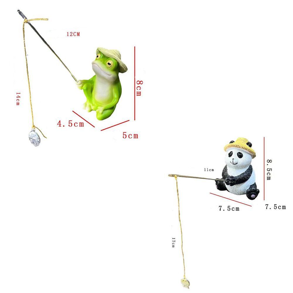 Cartoon Animal Sculpture Resin Miniatures Figurine Garden Decor Frog Panda Fishing Statue  Lawn