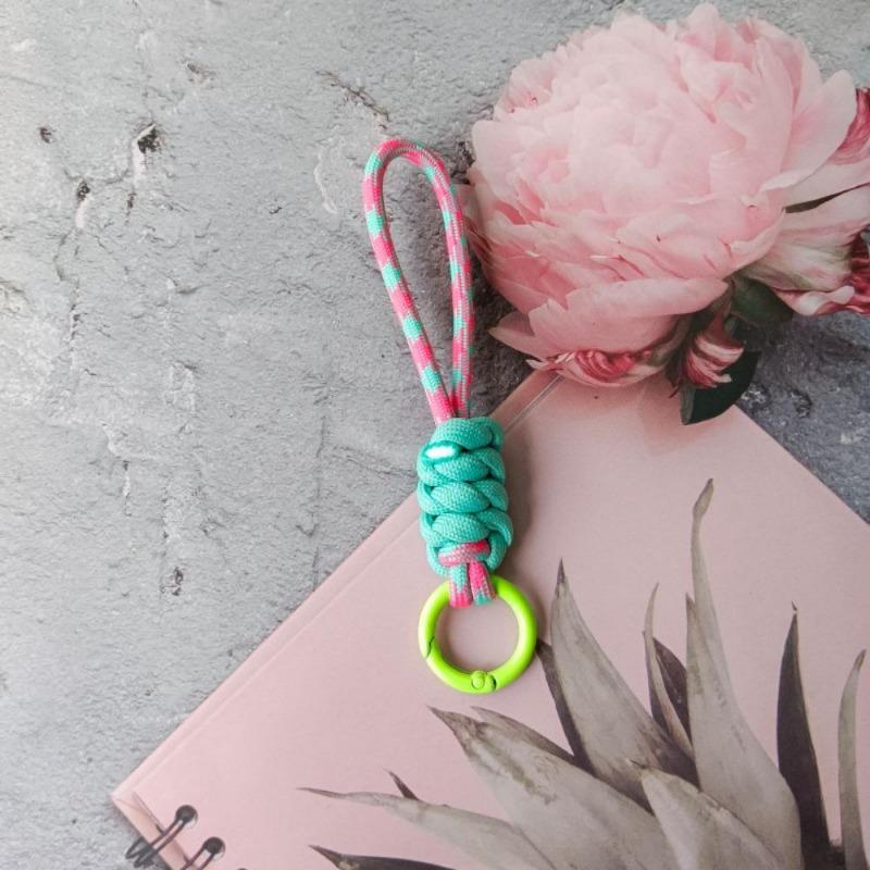 Flerfarget Håndvevd Nøkkelring Mobiltelefon Lanyard Anti-Tapt Knute Tau Stropp Nøkkelring Menn Kvinner Bilnøkkelholder Tilbehør