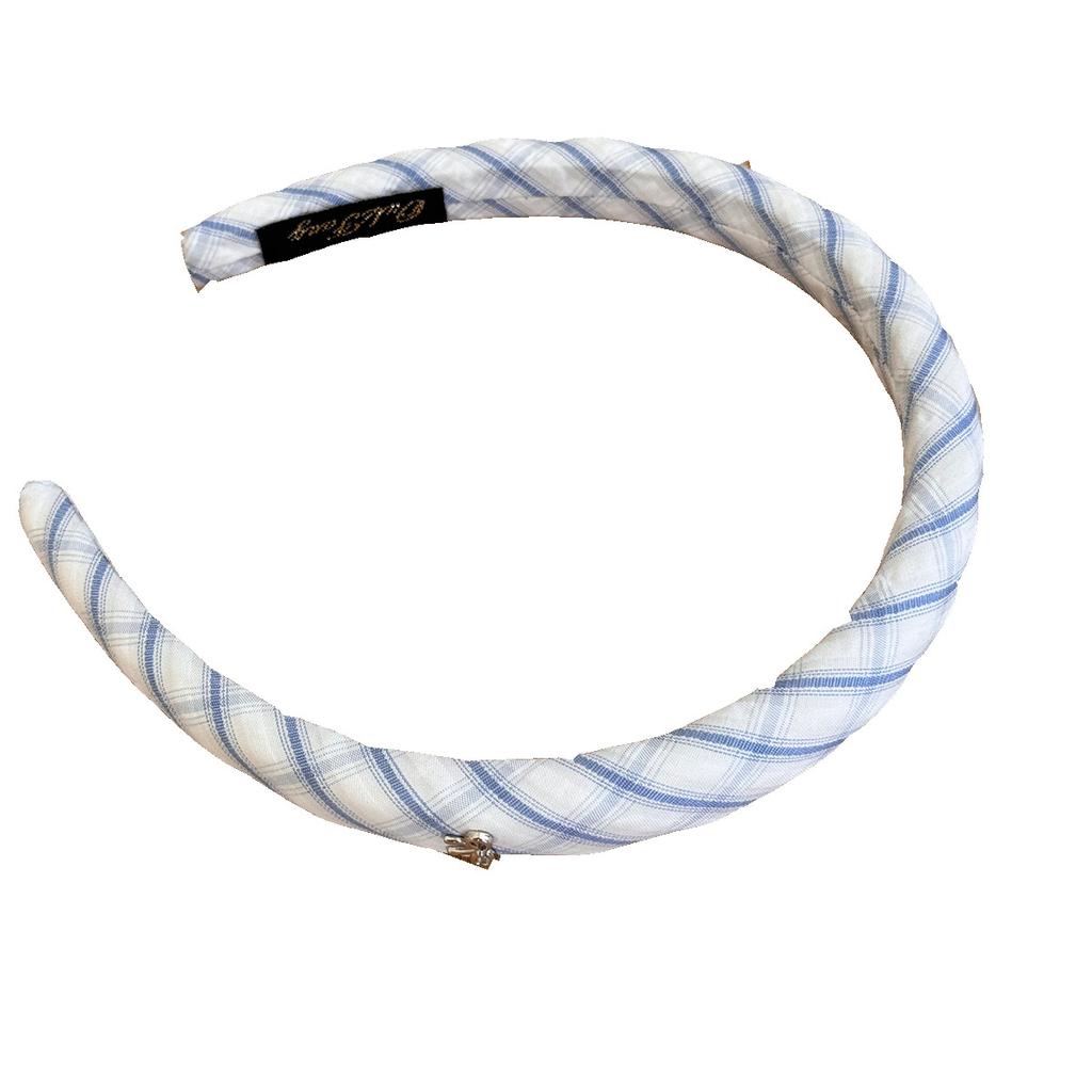 Blått rombemønster svamp tynt pannebånd collegejente sommerfugl smalt kant pannebånd høyt trykk hårklemme tilbehør