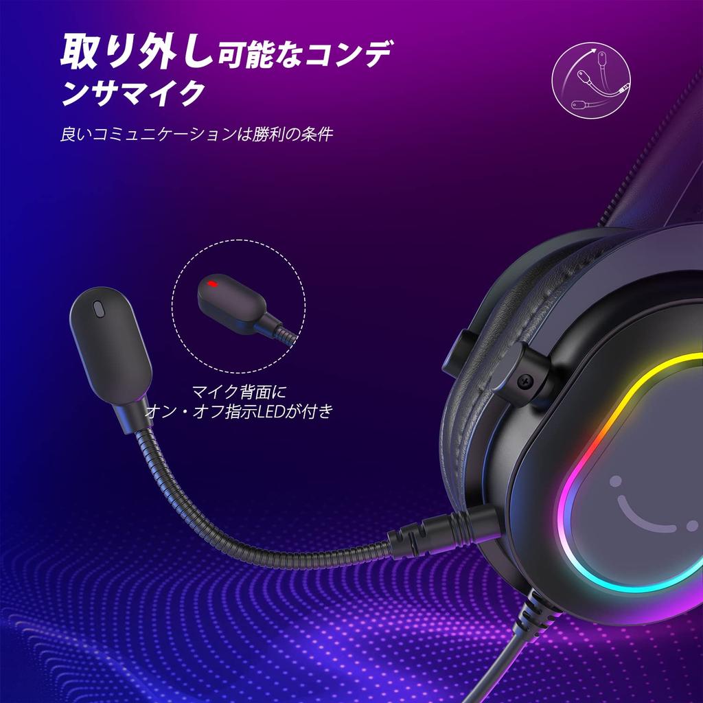 FIFINE AmpliGame H6 Gaming Surround Sound Gaming Headphones with RGB Audio Compatible with Three EQ Settings Music Detachable Adjustable Volume and