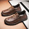 Fashion Genuine Leather Men Loafers Slip On Business Casual Leather Shoes Classic Soft Moccasins Breathable Men Flats Soft Driving Shoes