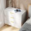 Chest of Drawers with 3 Drawers, Sideboard with Modern Design, Storage Cabinet, White and Gold-H72/B80/T40 cm