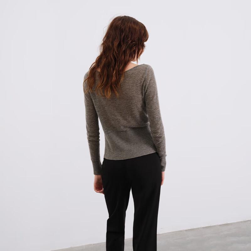 GREEN BELT Women's Merino Wool Blend Round Neck Knit Top