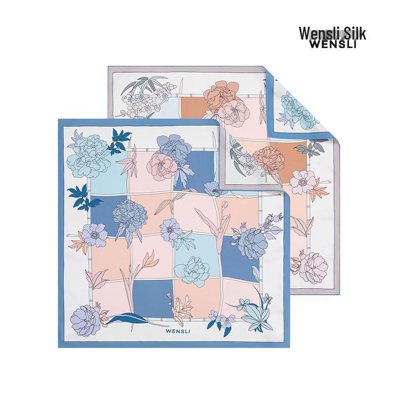 WENSLI Floating Emerald Flowing Red 100% Mulberry Silk Scarf