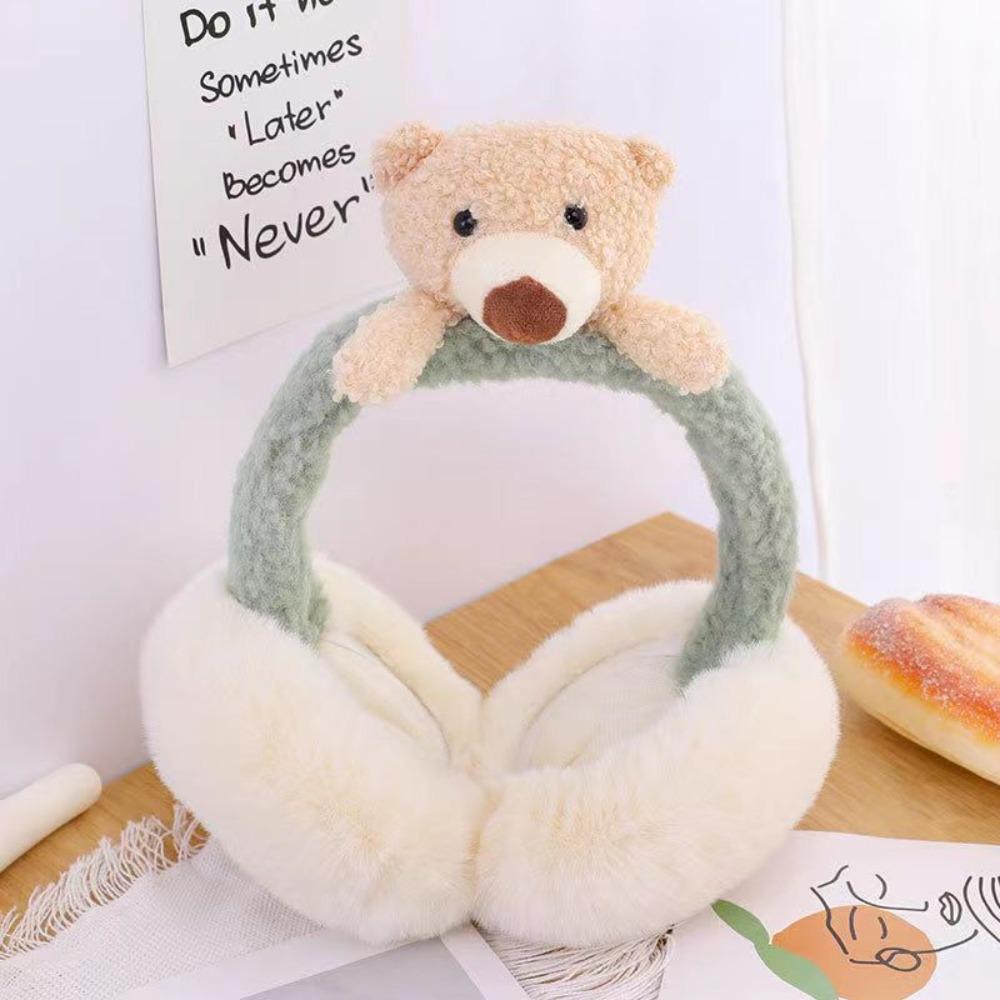 Soft For Children Stuffed Funny Unisex Female Ear Flap Bear Shape Earwarmer Cute Cartoon Earmuff