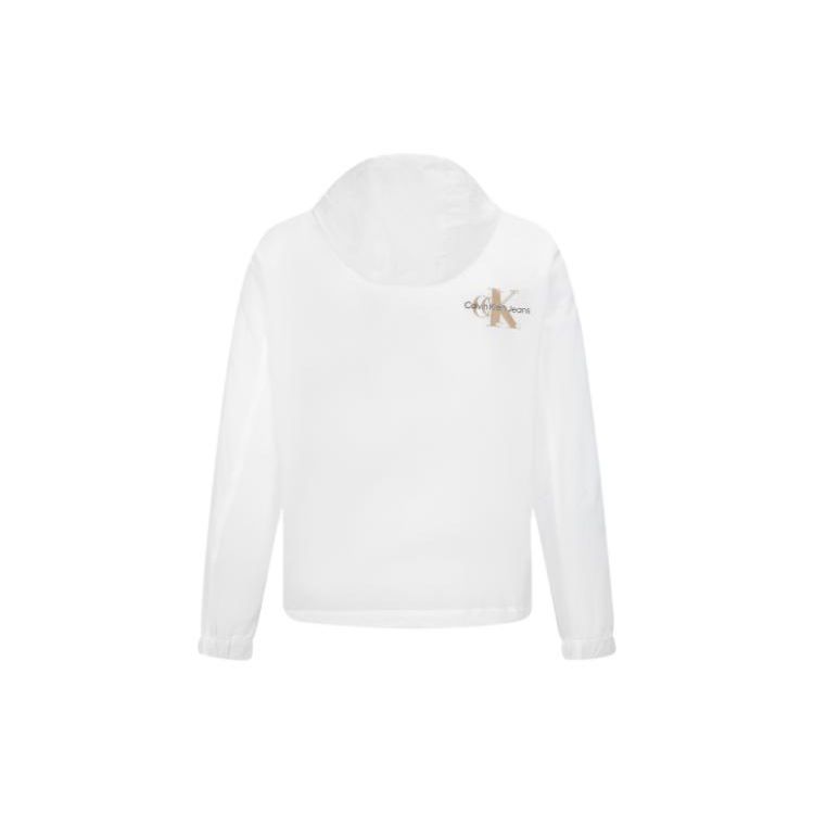 Calvin Klein Overlapping Letter Print Hooded Jacket Men Outerwear White J323211-YAF