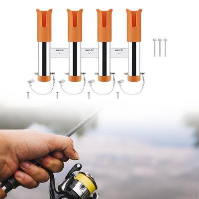 Fishing Rod Holder 4 Tubes Linked Vertical Side Mounted Accessory Rack Pole Rest for