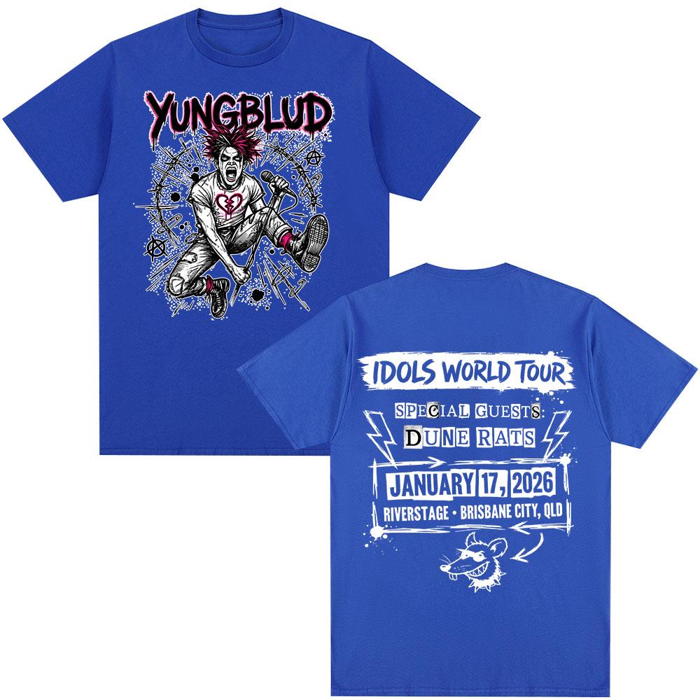 Yungblud IDOLS World Tour 2026 Merch Tshirts Mens Clothing Fashion Short Sleeves Tshirt Cotton Summer Oversized T Shirt Tops