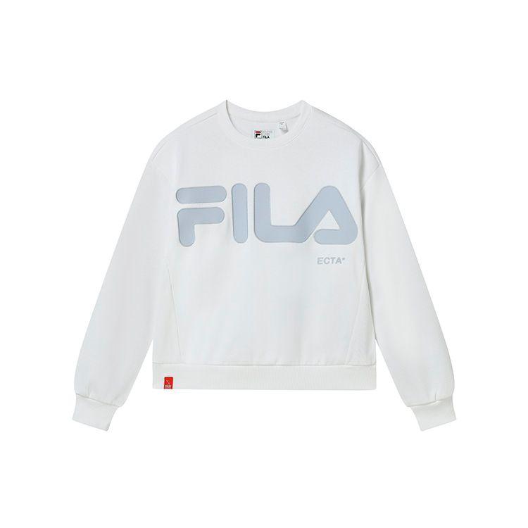 

FILA American Retro Simple Letter Big Logo Casual Crew Neck Knit Loose Pullover Sweatshirt Women sweatshirt Standard-White F11W249201FWT XL