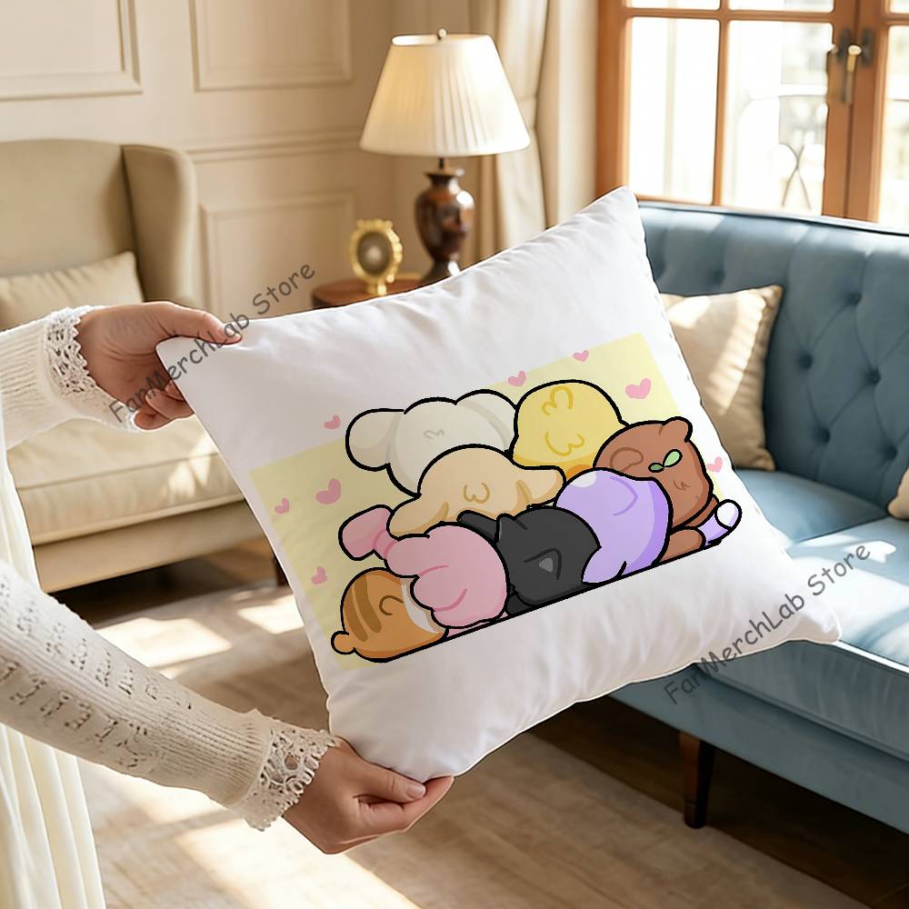 Cute AANITEEZ Anime Pillow Case Antidustmite Pillowcase Invisible Zipper Silky Short Plush Sofa Cushion Cover