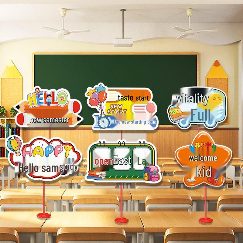 Back to School Classroom Banner and Handheld Sign Decoration for Kindergarten and Primary School