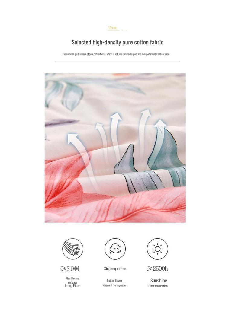 Summer Cool Cotton Quilt: Lightweight, Printed, for Double or Single Bedding