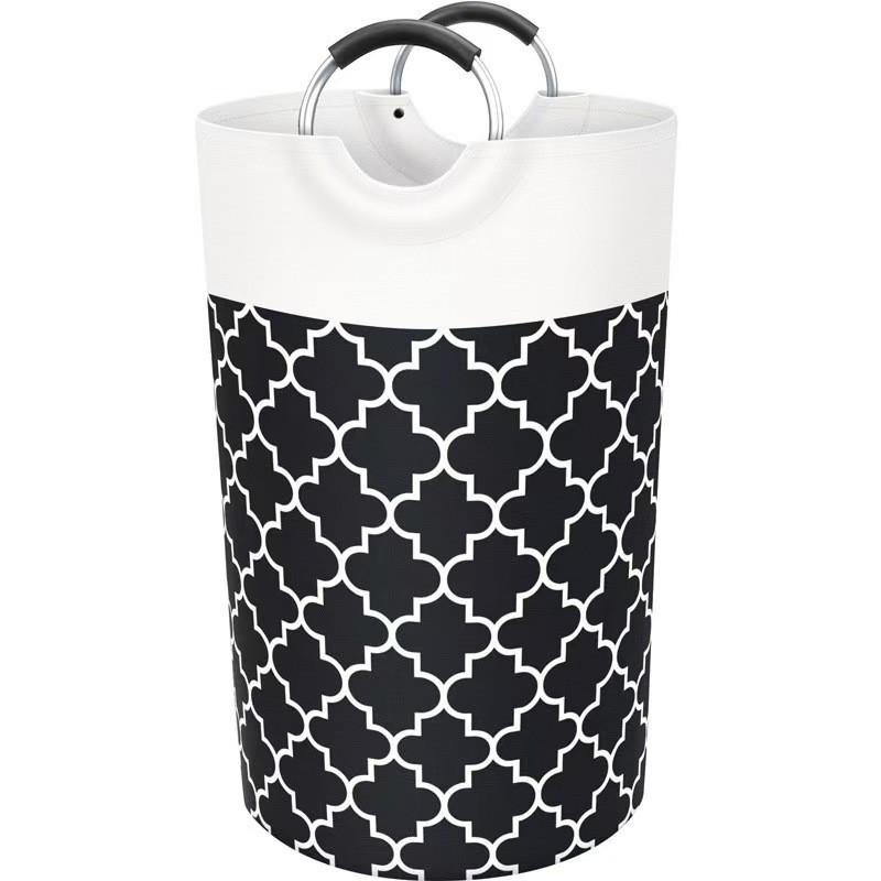Striped Canvas Foldable Laundry Basket – Cotton Fabric Storage for Clothes and Quilts