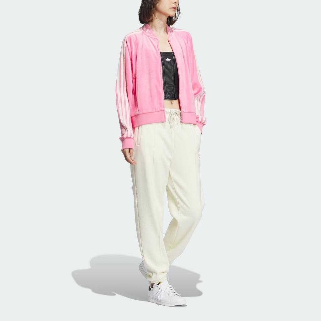 (WMNS) Adidas Originals Velour SST Track Suit Track Top Asia Sizing 'Pink' Women's IX4223