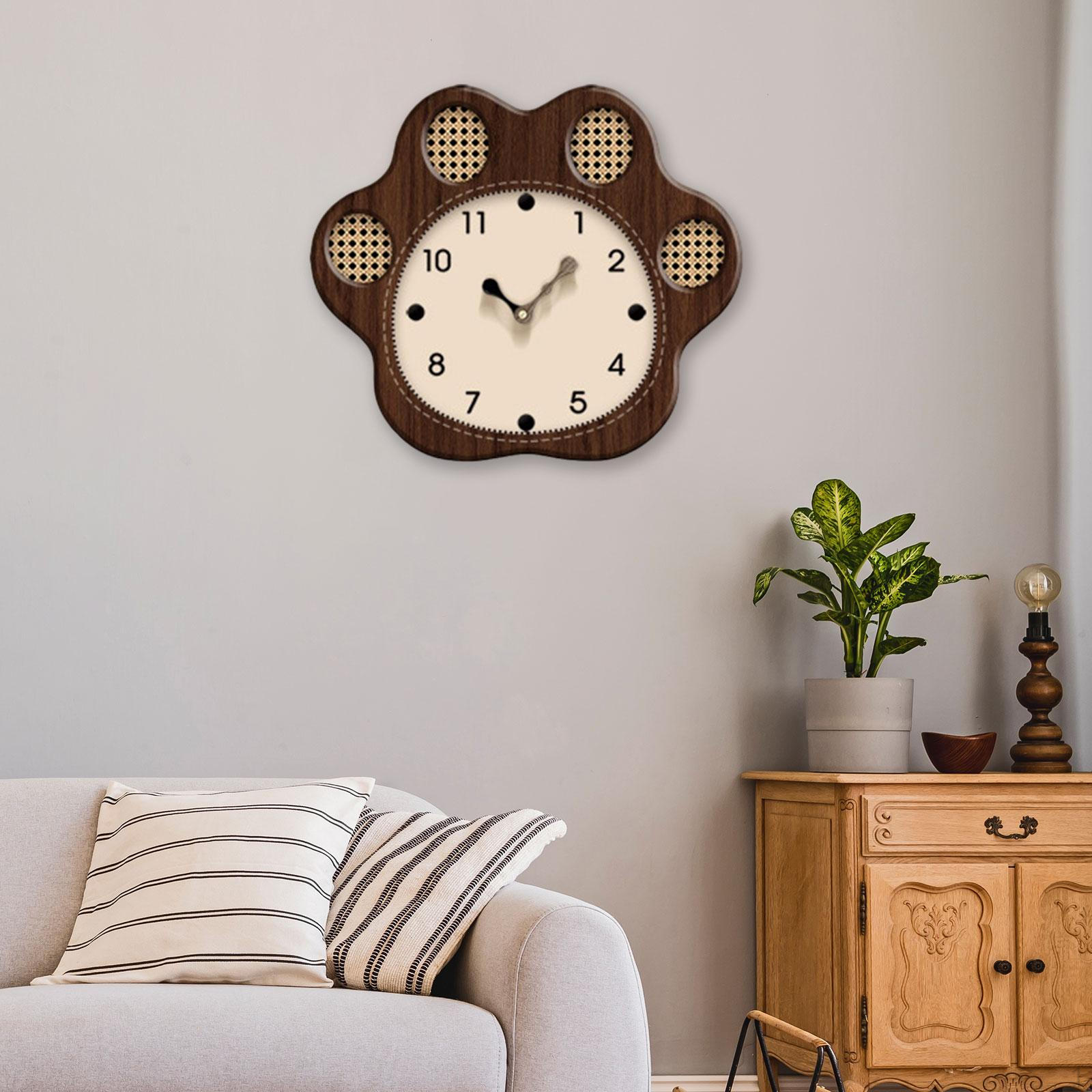 

Настенные часы, подвесное искусство, легко читаемое украшение в виде лапы, домашний декор для столовой, офиса, подарок коричневый