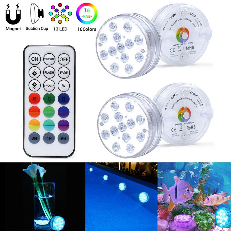 

4 шт. 13 светодиодных лодочных фонарей Беспроводной аккумуляторный многоцветный пульт дистанционного управления RGB Магнитный морской свет с присоской