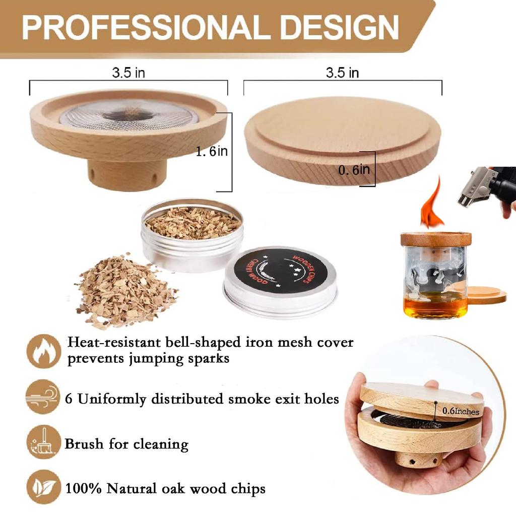 Whiskey Smoker Kit with Wood Chips-5 Flavors Old Fashioned Drink Smoker Infuser for Cocktails Birthday Bourbon Gifts Bar Kitchen