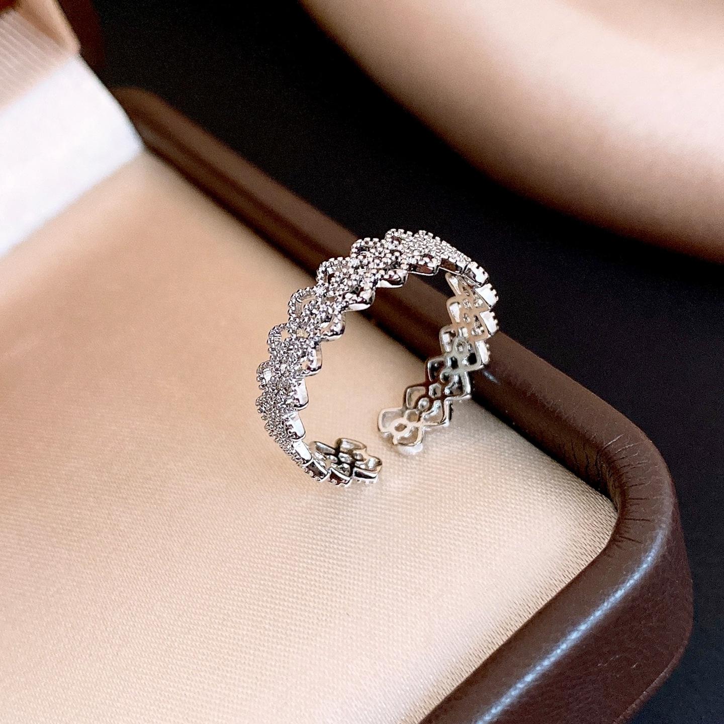 Холодный ветер полый кружевной цветок ромб открытое кольцо нишевое кольцо изысканные простые украшения