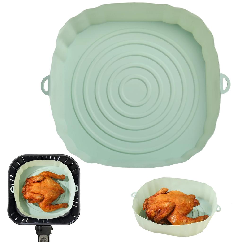 Air Fryer Pan Silicone Basket Airfryer Oven Baking Silicone Tray Reusable Airfryer Pot Pan Liner Mold Pizza Fried Chicken Tools