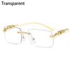 Rimless Square Sunglasses Women Men Luxury Brand Designer Popular Travel Driving Metal Leopard Head Sun Glasses Shade Eyewear