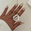 Punk Metal Irregular Pleated Wide Open Rings For Women Men Exaggerated Gold Color Geometric Adjustable Fingerrings Jewelry