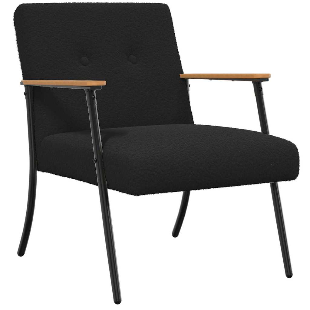 Armchair Black Curly Wool Like Fabric