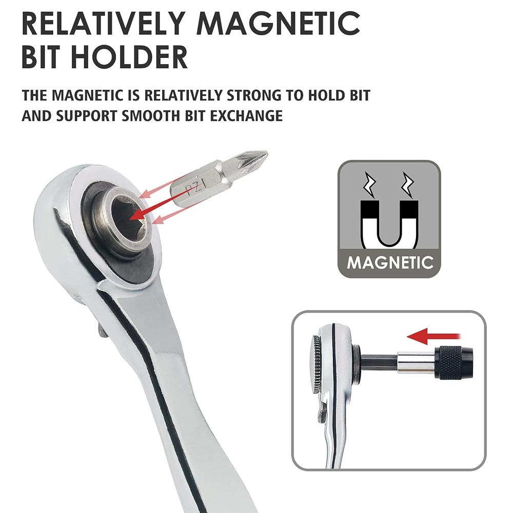 28/32 in 1 Mini Ratchet Wrench Set with Right Angle Offset 1/4" 72 Tooth Screwdriver Handle Magnetic Torx Bit for Tight Spaces