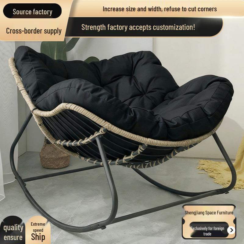 Rattan Bird's Nest Rocking Chair: Lazy Double Seater for Balcony & Leisure