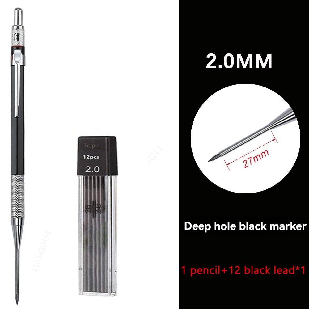 30mm Deep Hole Long Nib Mechanical Pencil Set Solid Carpenter Woodworking Tools 2.0mm 12 Colors Refill Construction Tools