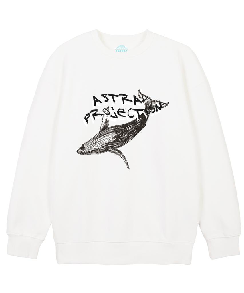 ASTRAL PROJECTION Whale Loose Fit Sweatshirt_White