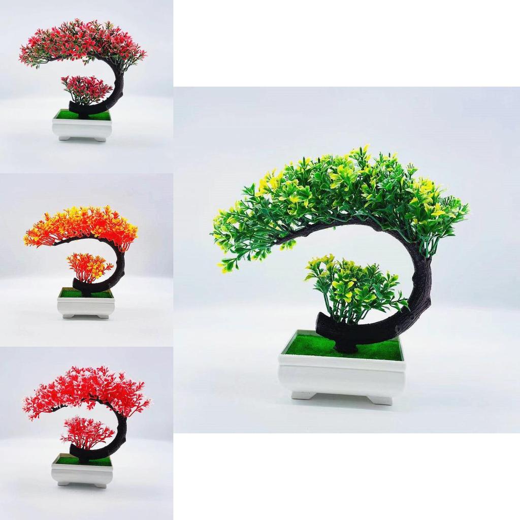 Pinus Hwangshanensis Plastic Bonsai Decorative Plant With Flower For Home Office Display
