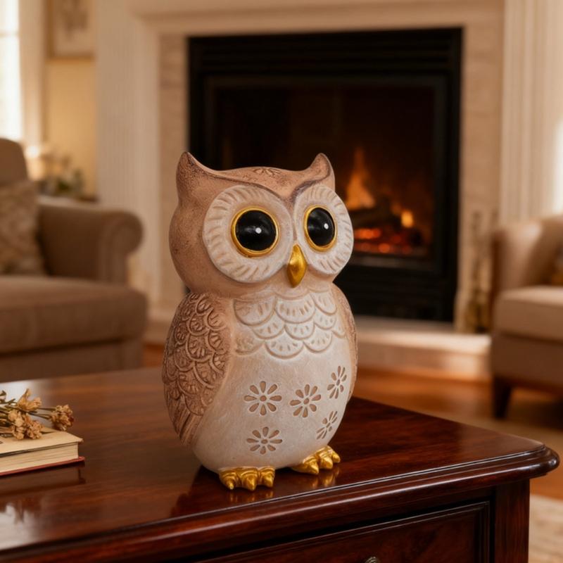 Owl Statue Home Decors Accents Small Animal Sculptures Lovely Owl Figurines for Bedroom Home Gift for Birds Lover