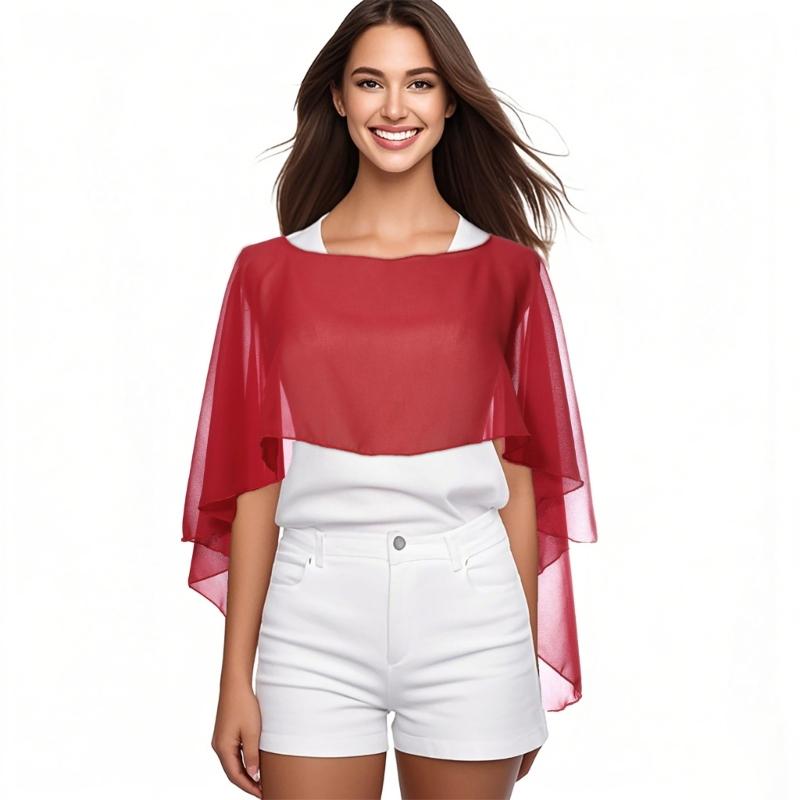 Stylish Bells Sleeve Sheer Scarf Sun Protection Shawl Casual Daily Wear Beach Vacation Shoulder Wrap Women Accessory