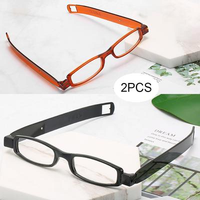 2Pcs Men Women Folding Ultra-Light Pc Reading Glasses 360 Degree Rotation Fashion Eyeglasses Office Computer Presbyopia Glasses