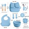 11-Piece Children's Silicone Bear Feeding Set: Food-Grade Bib, Bowl, Straw Cup & Tableware