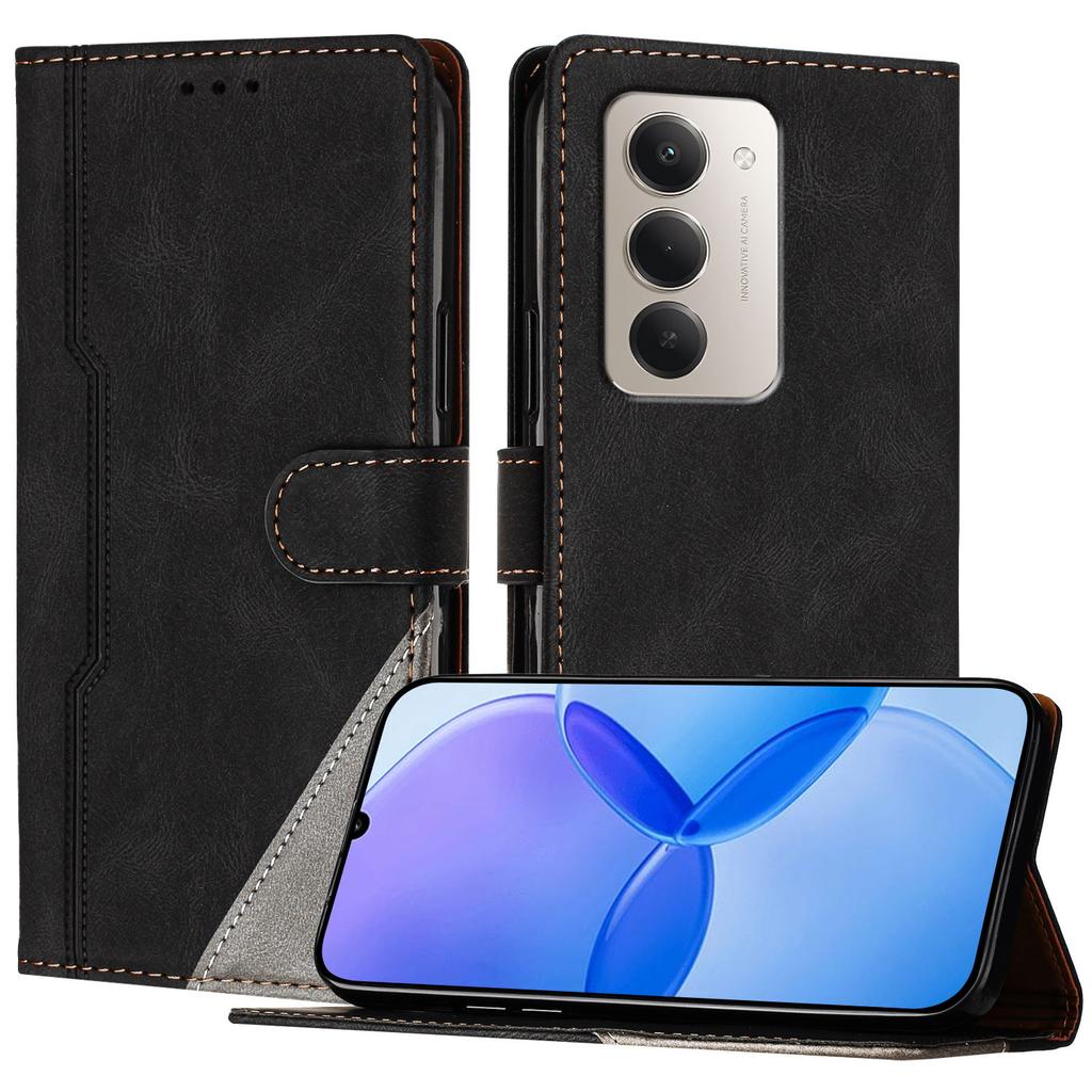 Für Xiaomi Redmi 15 4G (EU) (171mm)/Xiaomi Redmi 15 5G (EU) (171mm) Lederhülle Dreieck Patchwork Geldbörse Ständer Stoßfeste Handyhülle