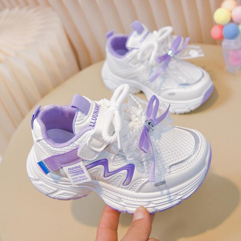 Children s Sneakers2026Spring children s mesh breathable dad shoes, running shoes for toddlers and young children, baby shoes 26-31One Hand6Double фиолетовый